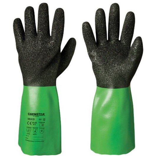 Granberg Chemstar Vinyl/PVC Kjemikaliebestandige hansker, svart/grønn, 6 par, SGR-109-8135 9