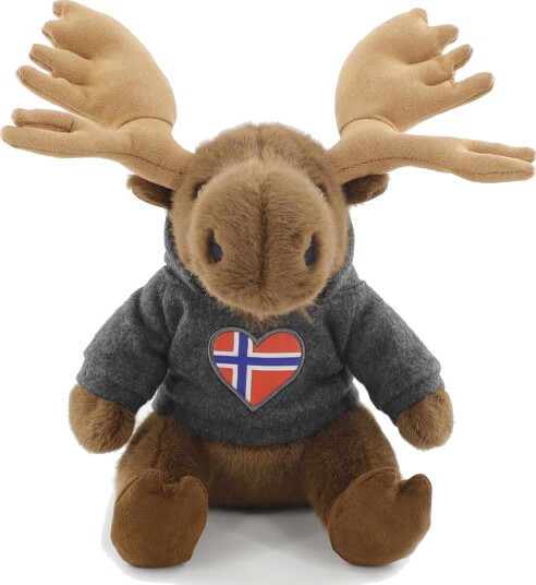 Mykdyr Elg m/genser med Flagg 20cm Mykdyr Elg m/genser med Flagg 20cm