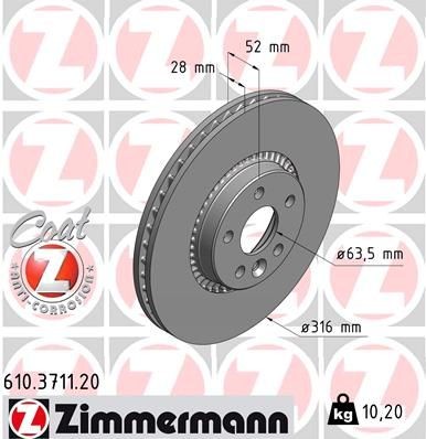 Bremseskive ZIMMERMANN 610.3711.20