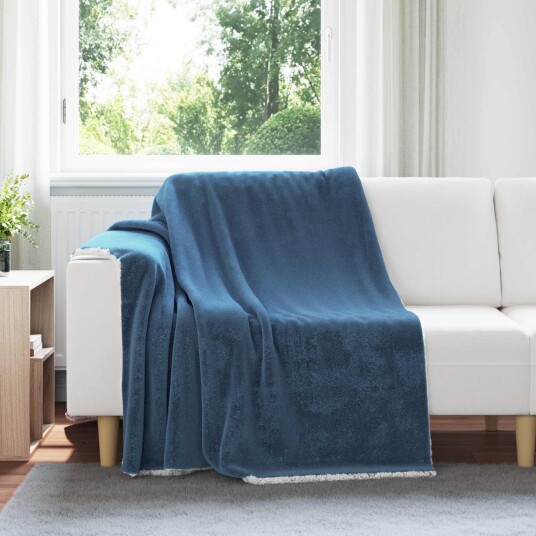 vidaXL Kastteppe Marineblå 150 x 200 cm Fleece