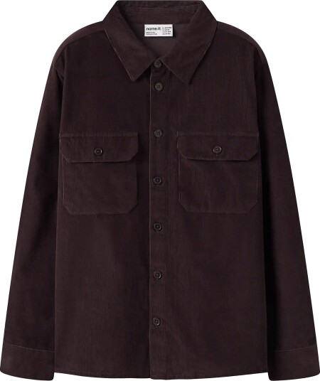 name it Nkmrami Ls Cord Shirt - CHOCOLATE PLUM - 122-128
