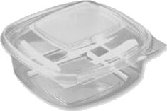 Plastbakke Squarepac 250 Ml 130X127x40 Mm Hængslet Låg Apet Klar,100 Stk/Pk