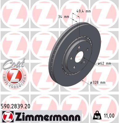 Bremseskive ZIMMERMANN 590.2839.20