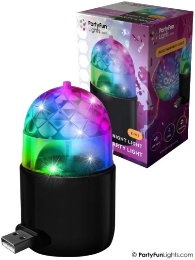 Partyfun Lights Usb Discokule Roterende Led Festlys Med Nattlys Partyfun Lights Usb Discokule Roterende Led Festlys Med Nattlys