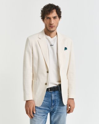 Gant Slim fit seersucker blazer CREAM 52 Gant Slim fit seersucker blazer CREAM 52