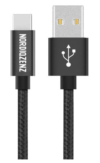 NORDIQZENZ USB-C Tekstilkabel, 50cm, Svart