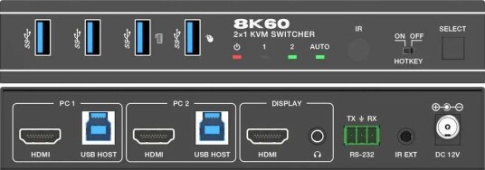 Nördic 8K60Hz KVM-switch 2-veis Støtter UltraWide-skjermer 4x USB-A Nördic 8K60Hz KVM-switch 2-veis Støtter UltraWide-skjermer 4x USB-A