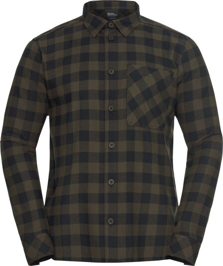 Jack Wolfskin Men's Lite Flannel Shirt Check Obsidian Moss S
