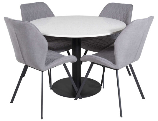 Venture Design Razzia & Gemma spisegruppe Hvit/grå 4 st stoler & bord 106 cm