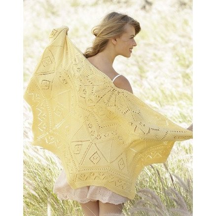 Â Spring Splendor by DROPS Design Sjal Strikkeoppskrift 70x140