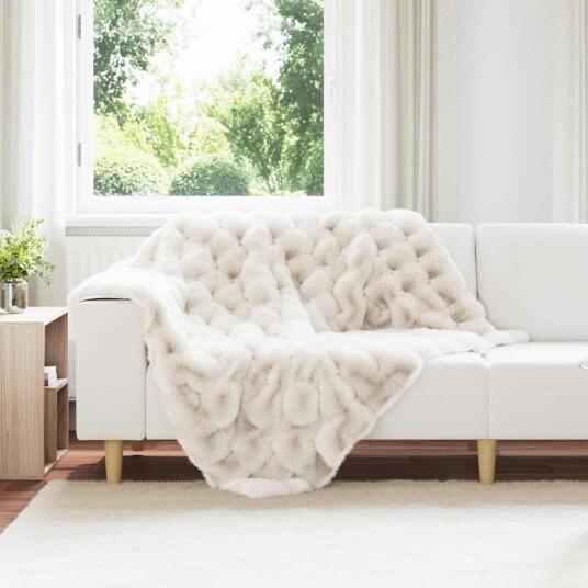  Faux kaninullteppe 4 pcs Hvit 130 x 150 cm Polyester