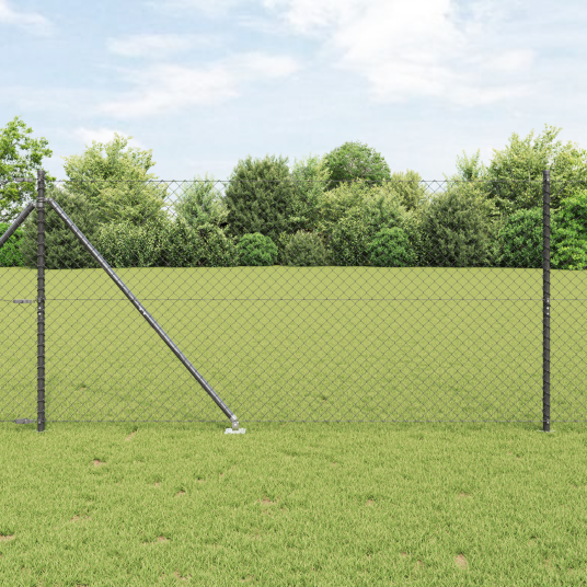  Gjerdepålesett Grå 1.4 x 10 m Galvanisert Stål & Plast