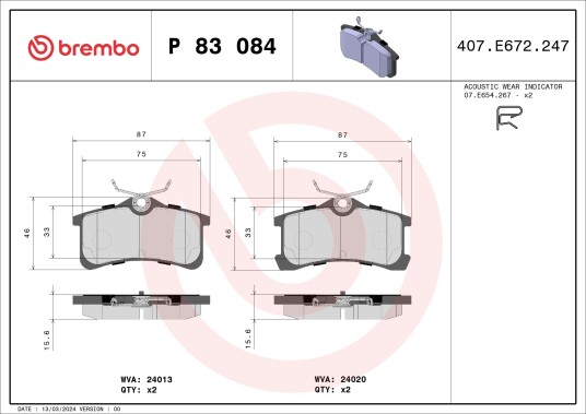 Bremseklosser BREMBO P 83 084