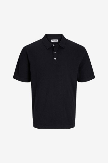 Jack & Jones Genser jjeEmil Knit Relaxed Polo SS SN Svart