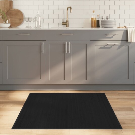  Teppe rektangulært svart 100x100 cm bambus 8721012369559