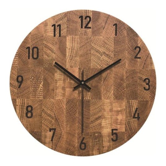 Analog veggklokke med svarte tall 30 cm Tre
