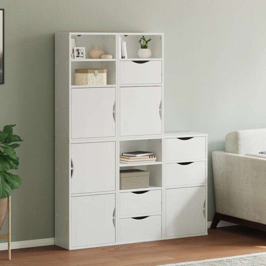 Sideskap 5 stk ODDA hvit 40x24x79 cm heltre furu