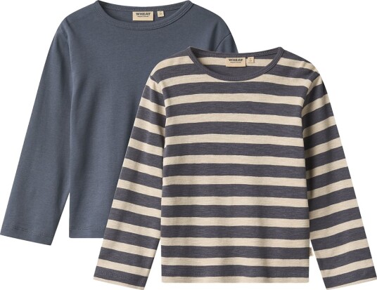 Wheat Genser 2 pack Milo Greyblue Strippe Wheat 5 år (110) Genser Beige Blå Grå