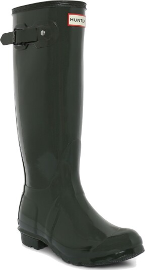 Hunter Womens Original Tall Gloss Boot   Khaki green   36