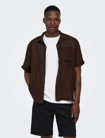 ONLY & SONS Onslaurence Linen Resort Collar Ss Noos - Brown - L ONLY & SONS Onslaurence Linen Resort Collar Ss Noos - Brown - L