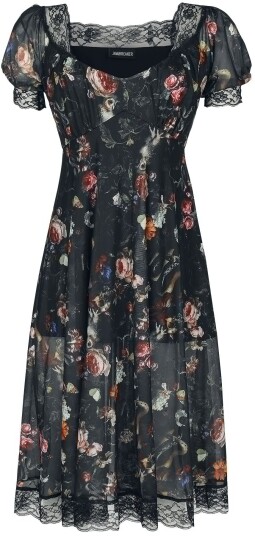 Jawbreaker Goth Middellang kjole Night Garden Print Midi Kjole XS til 4XL Damer flerfarget