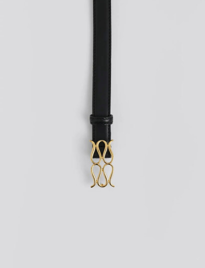 Malina Monogram Leather Belt - Black - 75
