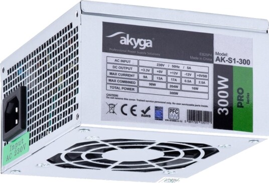 Akyga Pro AK S1 300 Strømforsyning SFX12V 300W PFC Svart Akyga Pro AK S1 300 Strømforsyning SFX12V 300W PFC Svart
