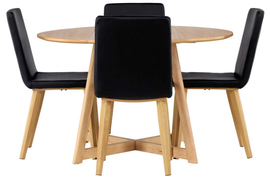 Venture Design Yadikon & Today spisegruppe Svart/brun 4 stoler & bord 120 cm