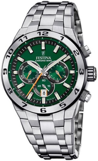 Festina Herreklokke F20670 2 Chrono Bike Grønn/Stål Ø44.5 mm