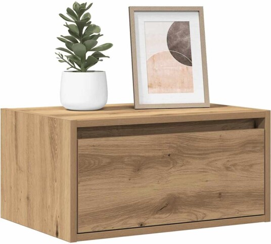Vegghengt nattbord med LED-lys artisan eik 8721158663405