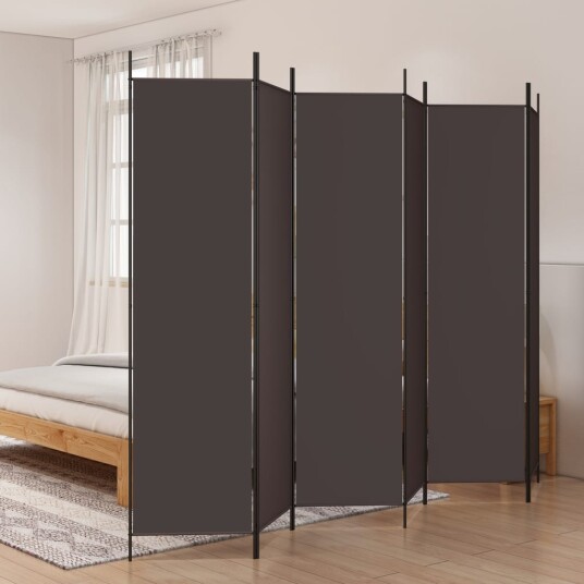 vidaXL Romdeler 6 paneler brun 300x200 cm stoff