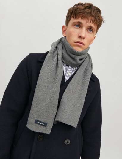 Jack & Jones Jacdna Knit Scarf - Grey - ONE SIZE