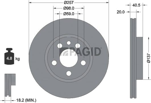 PAGID 50936NC Bremseskive PAGID 50936NC Bremseskive