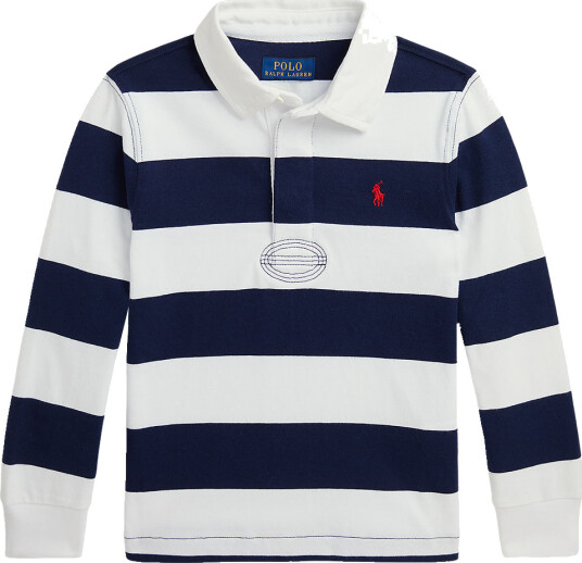 Polo Ralph Lauren White/Cruise Navy Rugby Polo T Shirt 6 år