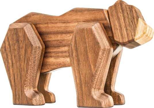FableWood - Bjørn trefigur 12 cm valnøtt/ask
