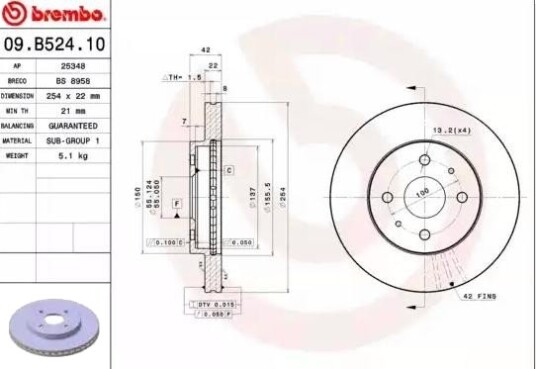 Bremseskive BREMBO 09.B524.10