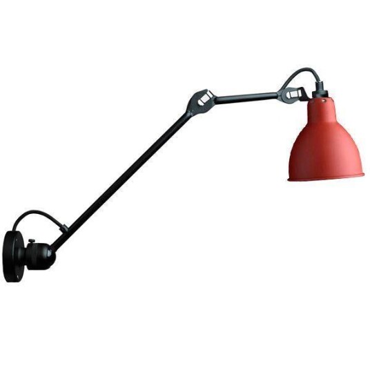 Lampe Gras N304 L40 Vegglampe Matt Sort & Rød Hardwired