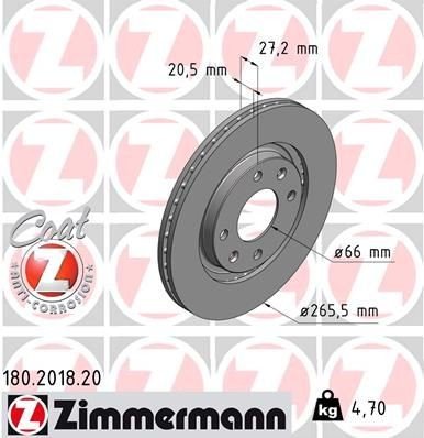 Bremseskive ZIMMERMANN 180.2018.20