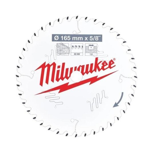 Milwaukee 165 mm Sagblad 40T for Tre - Elektroverktøy tilbehør
