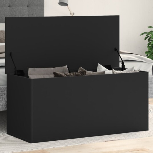 Oppbevaringsboks svart 100x42x46 cm konstruert tre