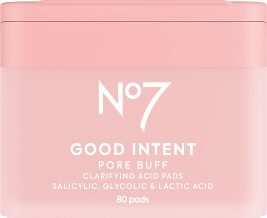 No7 Good Intent Pore Buff Clarifying Acid Pads 80 stk No7 Good Intent Pore Buff Clarifying Acid Pads 80 stk