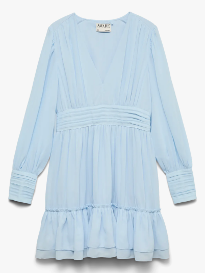 Vero Moda Birdia Long Sleeve V-Neck Short Dress Blå M Vero Moda Birdia Long Sleeve V-Neck Short Dress Blå M