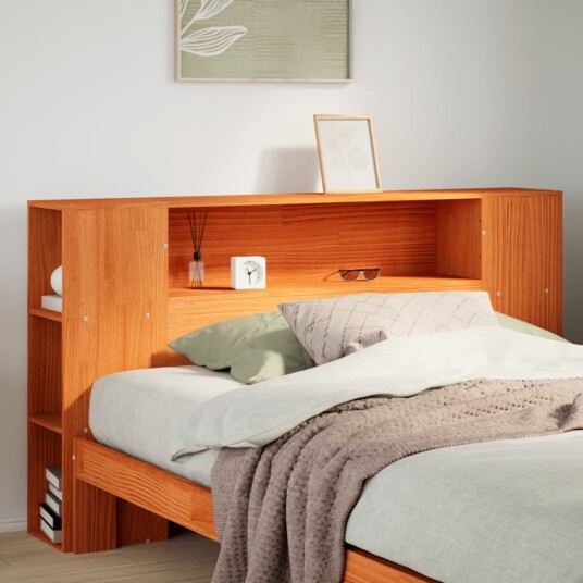 Hodegavl med oppbevaring voksbrun 140 cm heltre furu 8721158396457