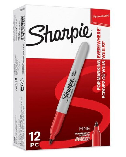 Sharpie Permanent Markers  Fine Point  Rød  12 Count