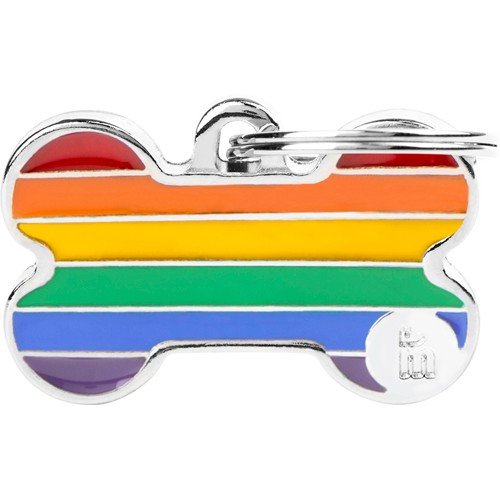Myfamily Rainbow Bein ID-merke med gravering for hundehalsbånd Myfamily Rainbow Bein ID-merke med gravering for hundehalsbånd
