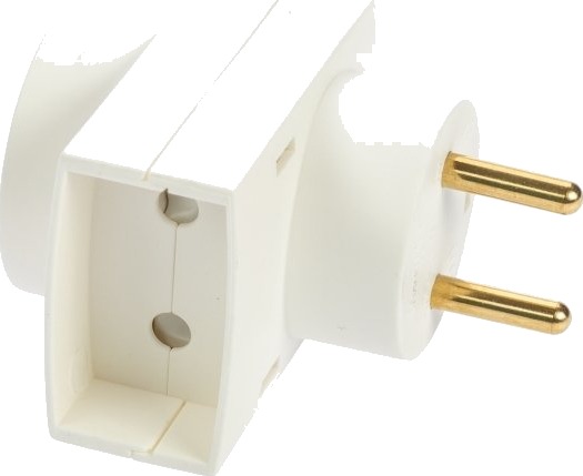 Kantplugg 1 Rund + 1 Flat, Hvit