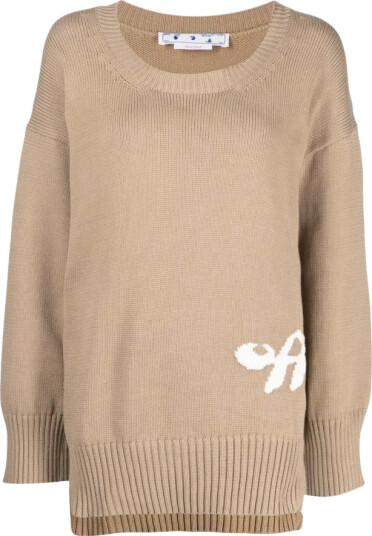 Off White Dame Strikkevarer Brun S,