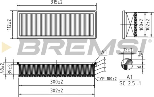 Luftfilter BREMSI FA0210 Luftfilter BREMSI FA0210