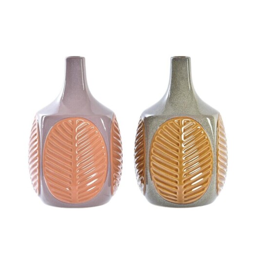 Dkd Home Decor Vase Dkd Home Decor Brun Rosa Steintøy Blad Av Plante 17 X 17 X 26 Cm (2 Enheter)