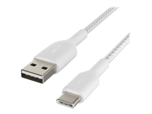 Belkin 3m USB-A til USB-C Kabel Flettet Hvit